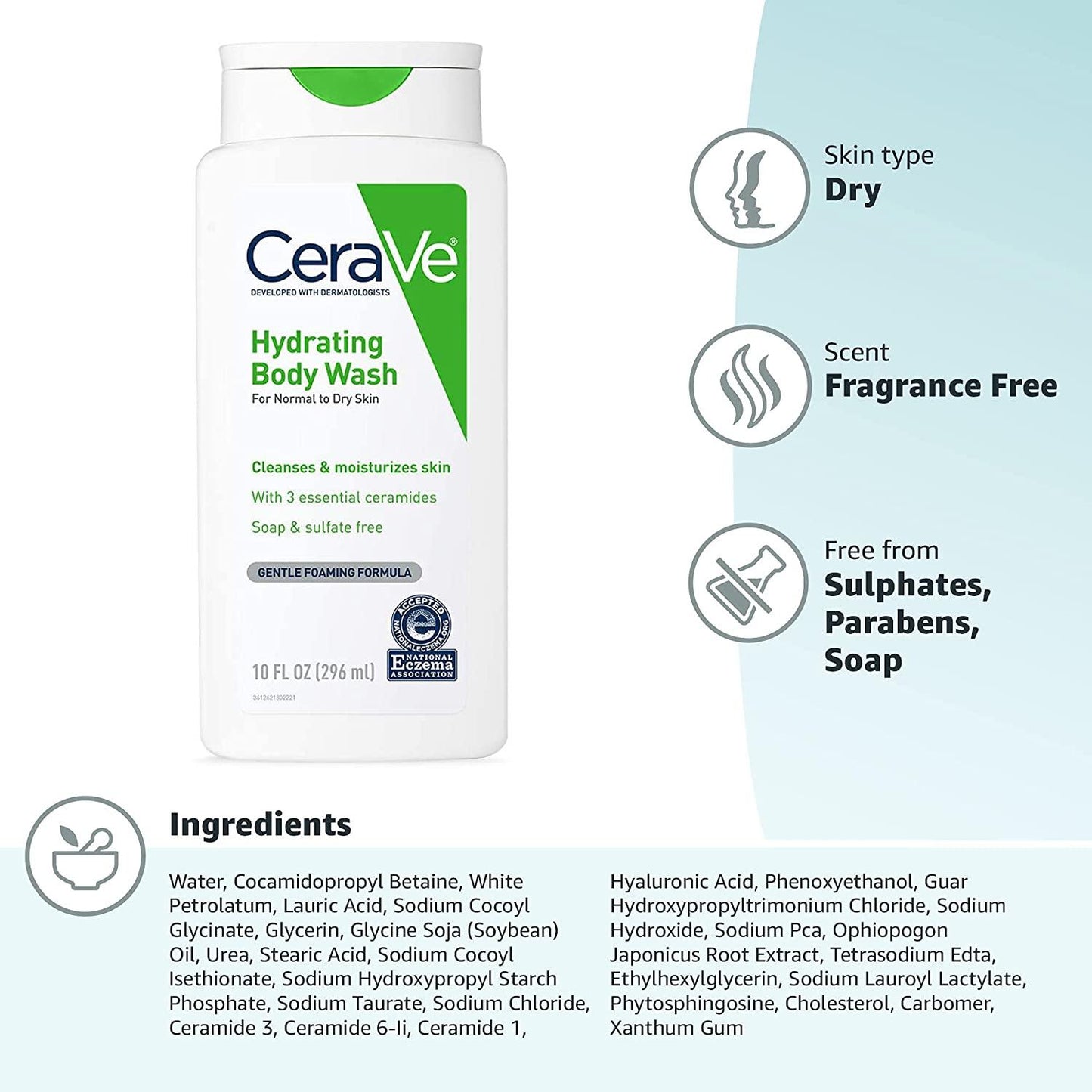 CeraVe Body Wash for Dry Skin 296ml