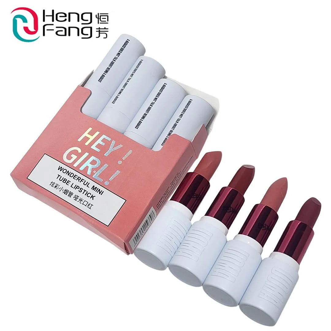 Heng fang Mini Tube Matte Finish Lipstick 4Pcs Set