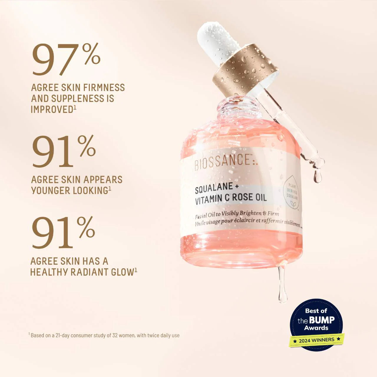 Biossance Vitamin C Rose Brightening and Firming Face Oil + Squalane