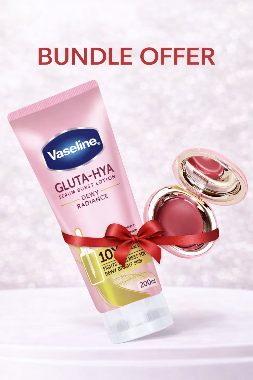 Vaseline Lotion + Rare Beauty Melting Blush