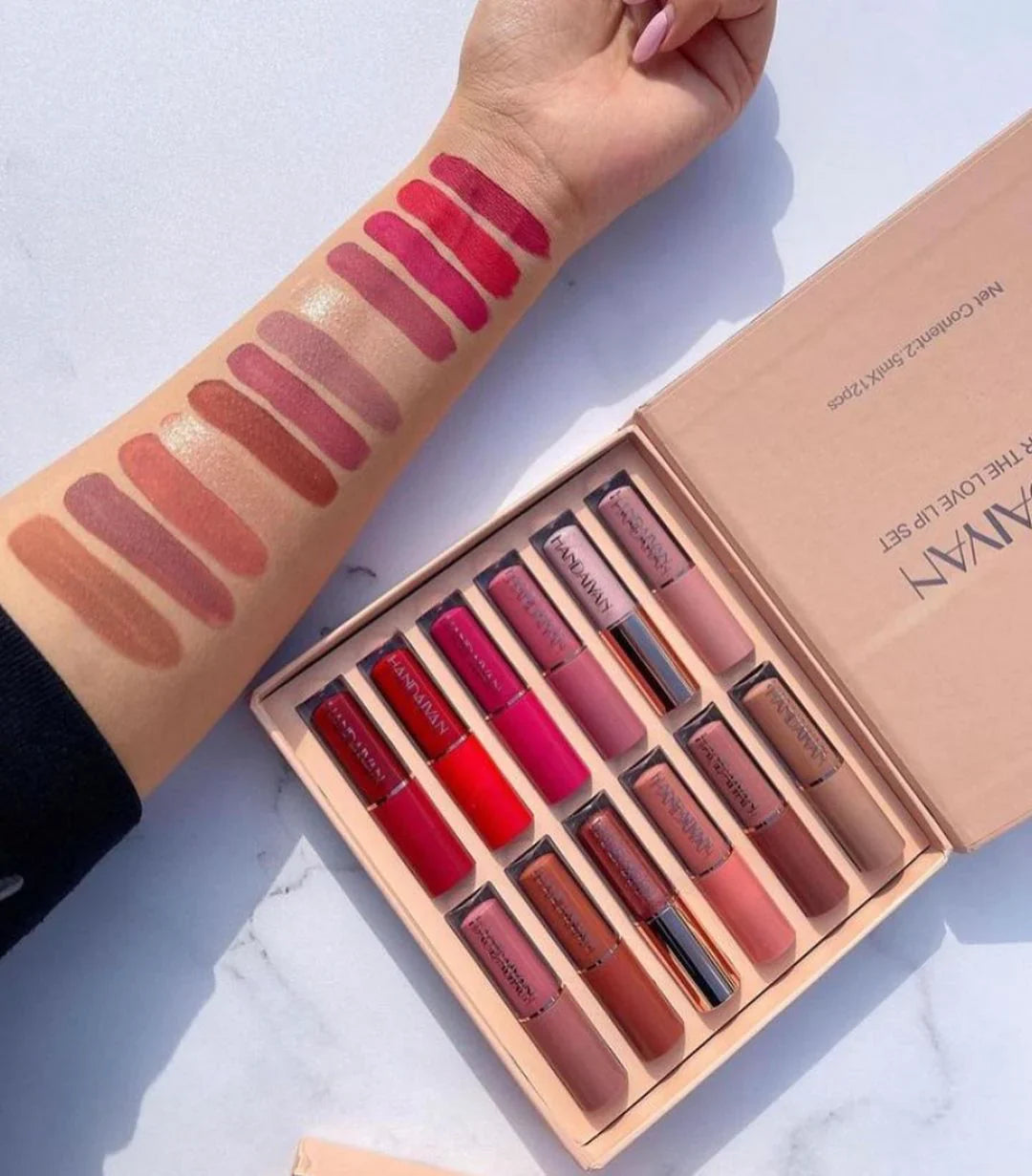 HANDAIYAN 12 Colors Matte Liquid Lipstick Lip Gloss Set